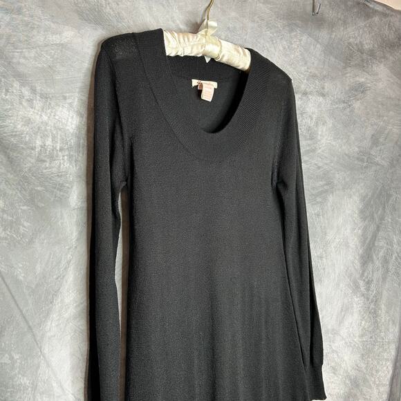 Tulle Little Black Dress Women M Knit Body Con Long Sleeve Stretch Knee Length - Picture 3 of 10